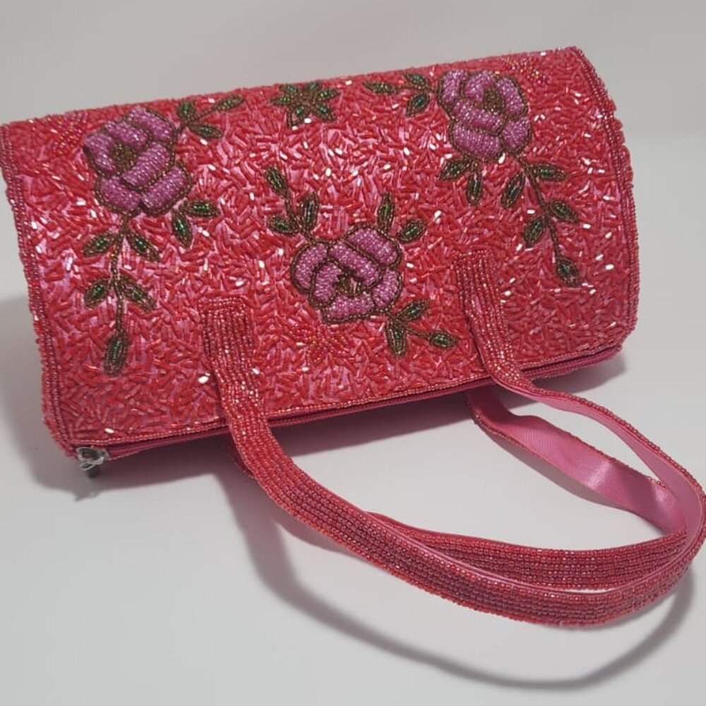 Pink and Lavender Beaded Evening Purse